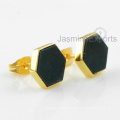 18k Gold Earrings, Moss Agate Gemstone Earrings Jewelry For Women